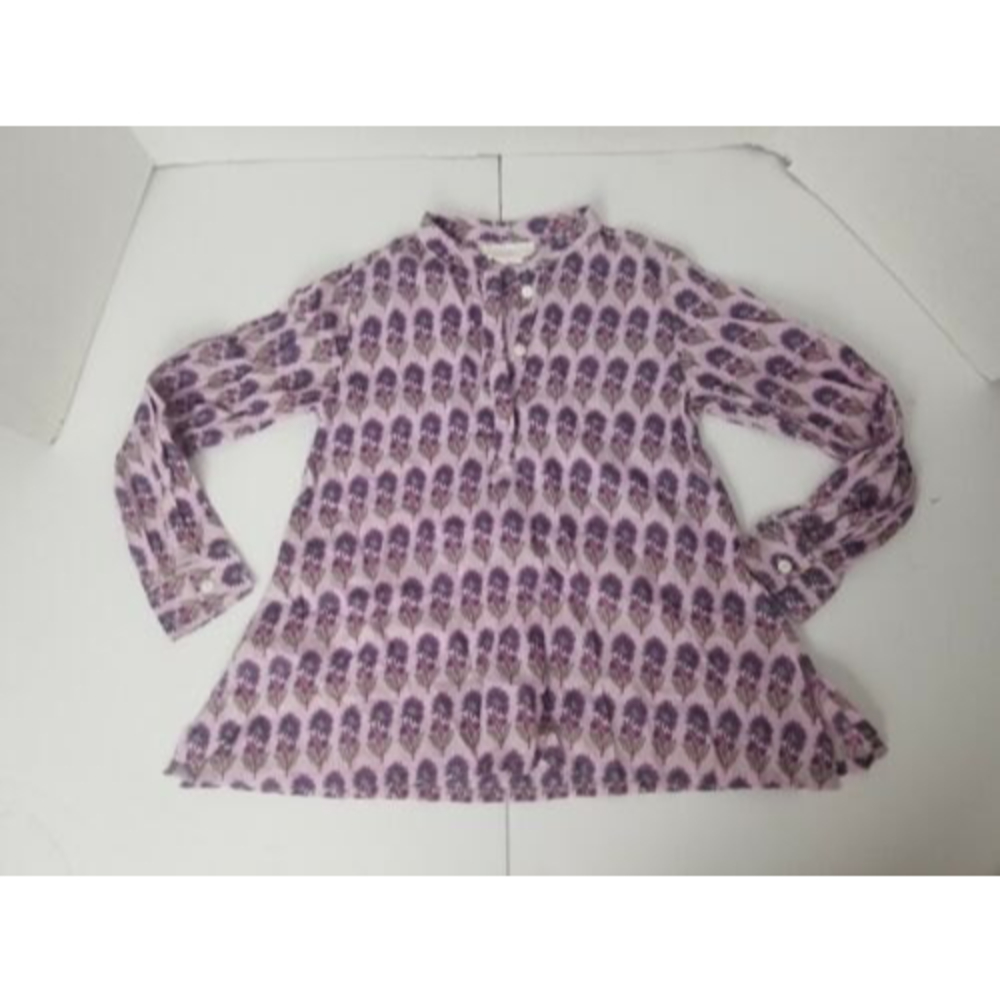 Masala Kids NYC Girls 8Y Blouse Mandarin Collar Purple Floral Indian Cotton